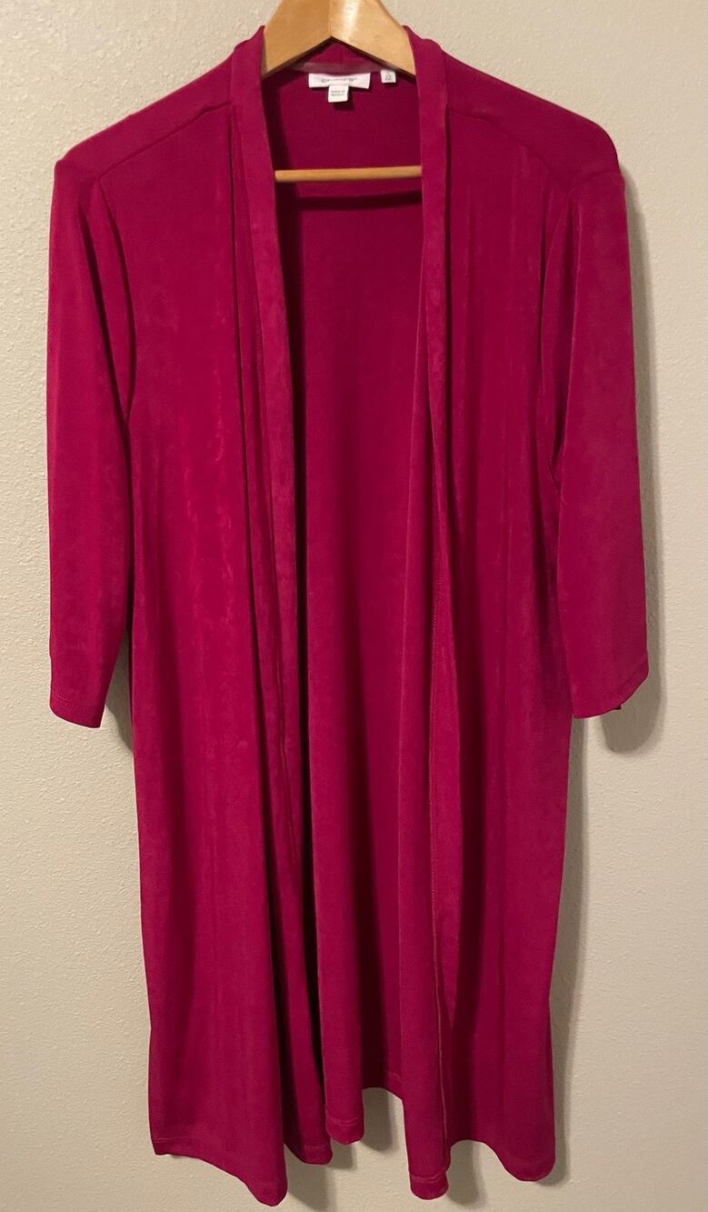 Chicos Cardigan Womens 4 US XXL Pink Open Front Stretch Relaxed Jersey Knit